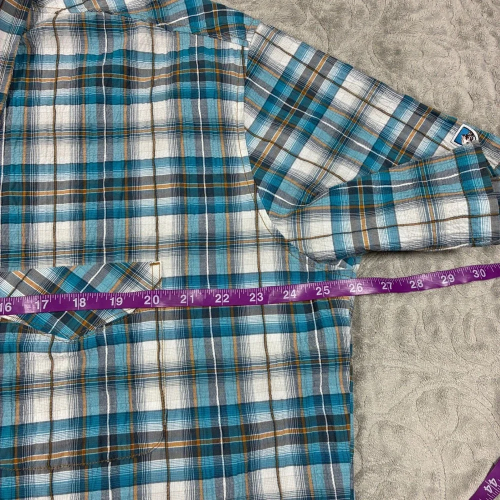 Kuhl Mens Hiking Button Down Shirt Size XXL Plaid Short Sleeve Blue - Picture 4 of 10